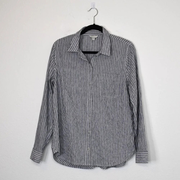 Lucky Brand Tops - Lucky Brand Button Down Shirt Sz L Striped Minimalist Neutral Office Workwear